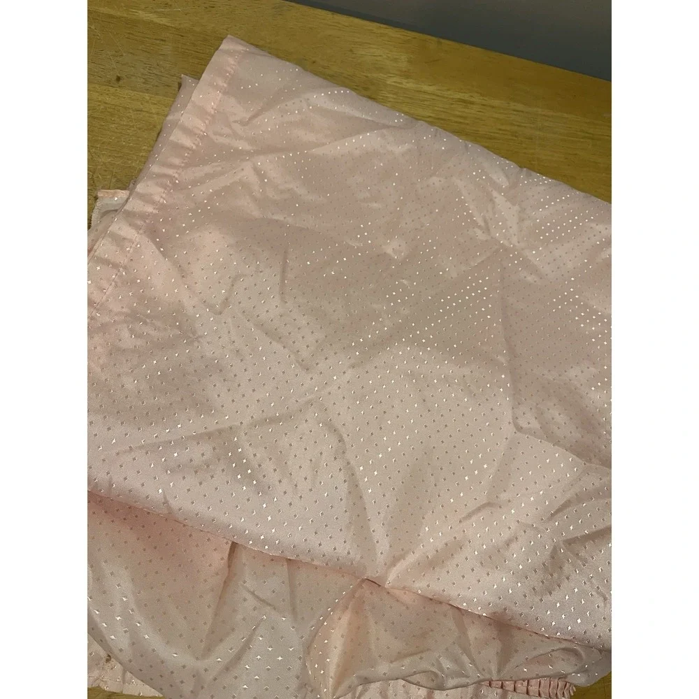 Vtg Davison Home Peach Fabric‎ Shower Curtain Balloon Valance Diamond Pattern